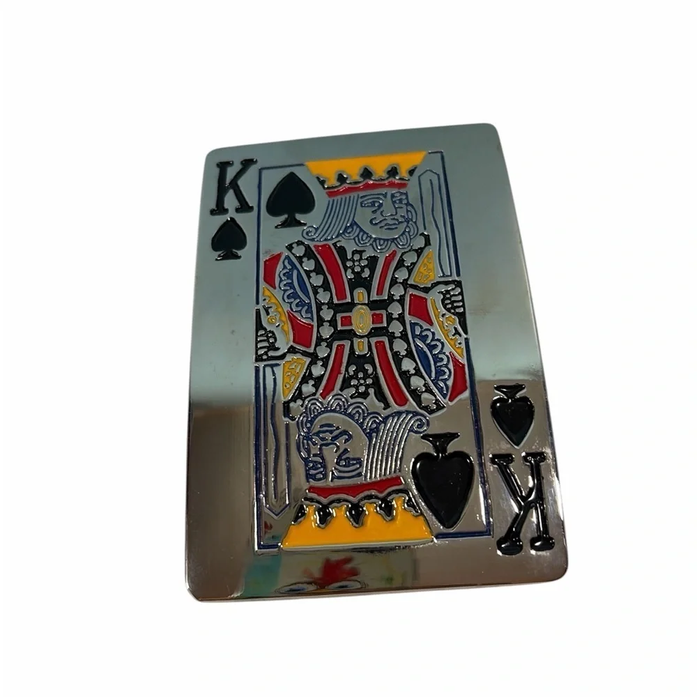 Mens Gambling Card King of Spades  Belt Buckle